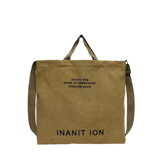 Japanese canvas men's and women's messenger bags, washed canvas thickened handbags, large-capacity trendy urban literature