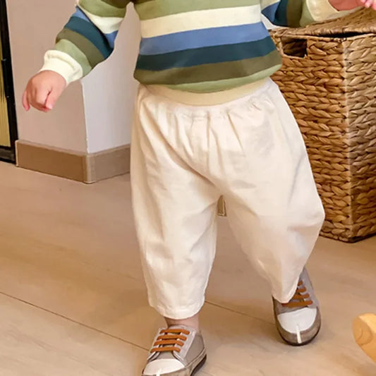Solid Boy Kids Fashion Trousers Toddler Clothes Summer Spring Baby Pocket Ankle Length Loose Girl Children Casual Pants