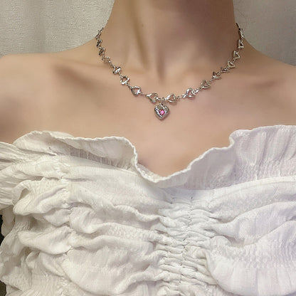 New Wine Red Cherry Gold Color Pendant Necklace For Women Personality Fashion Necklace Wedding Jewelry Birthday Gifts