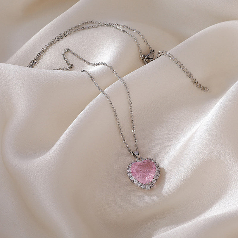 New Wine Red Cherry Gold Color Pendant Necklace For Women Personality Fashion Necklace Wedding Jewelry Birthday Gifts