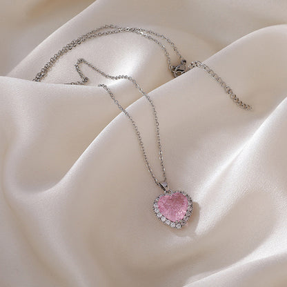 New Wine Red Cherry Gold Color Pendant Necklace For Women Personality Fashion Necklace Wedding Jewelry Birthday Gifts