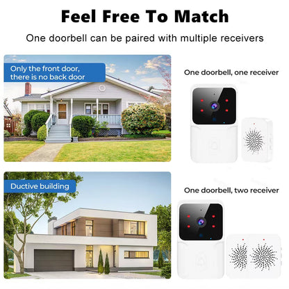 Smart Home WiFi Video Doorbell Wireless Phone Two-way Intercom System IR Night Vision Doorbell Security Door Bell Camera Monitor