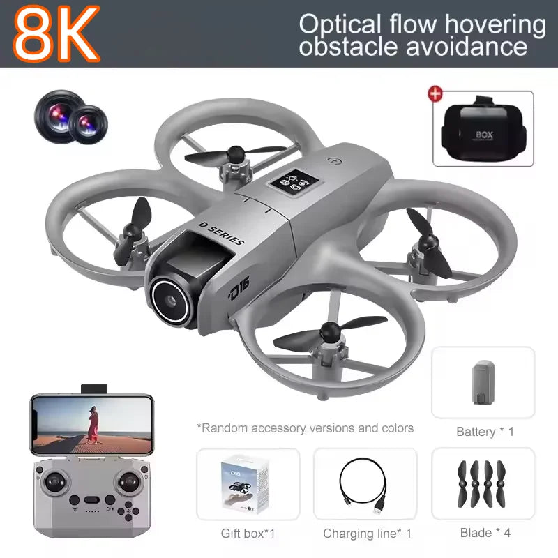 D16 Mini Drone 8K HD Dual Camera Profesional 180° Electric Adjustable GPS Positioning Obstacle avoidance Bushless UAV 2026 New