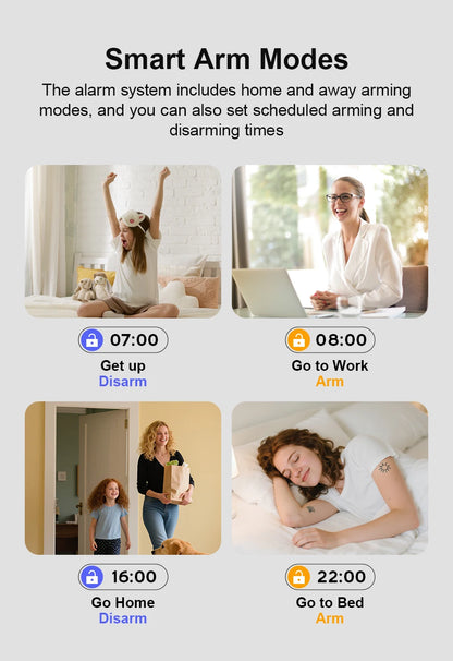Smart Home GSM Alarm System 4G Wifi System for House Security Wireless with Door Sensor Work with Smart Life APP for Alexa