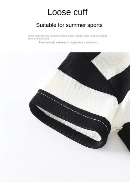 Summer Children Sets Boys Girls Short-sleeved Striped T-shirt +Shorts Set Babies Fashion Round Neck Tracksuits Kids Suits