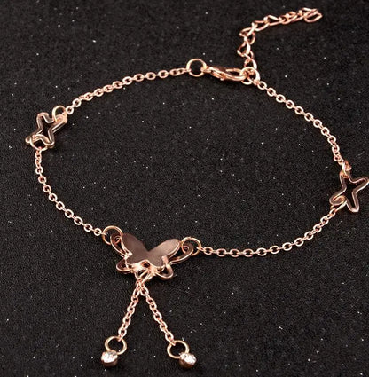 New Personalized Butterfly Pendant Anklet Summer Beach Leg Chain Handcrafted Anklet Gold And Silver Headwear Wholesale And Retai