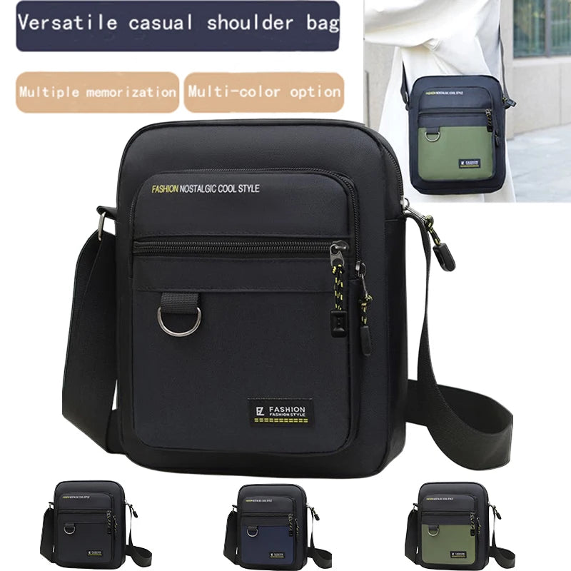 Durable Men's Crossbody Bag, Water Resistant Nylon Shoulder Purse with Multi-pocket Design for Daily Commute & Travel