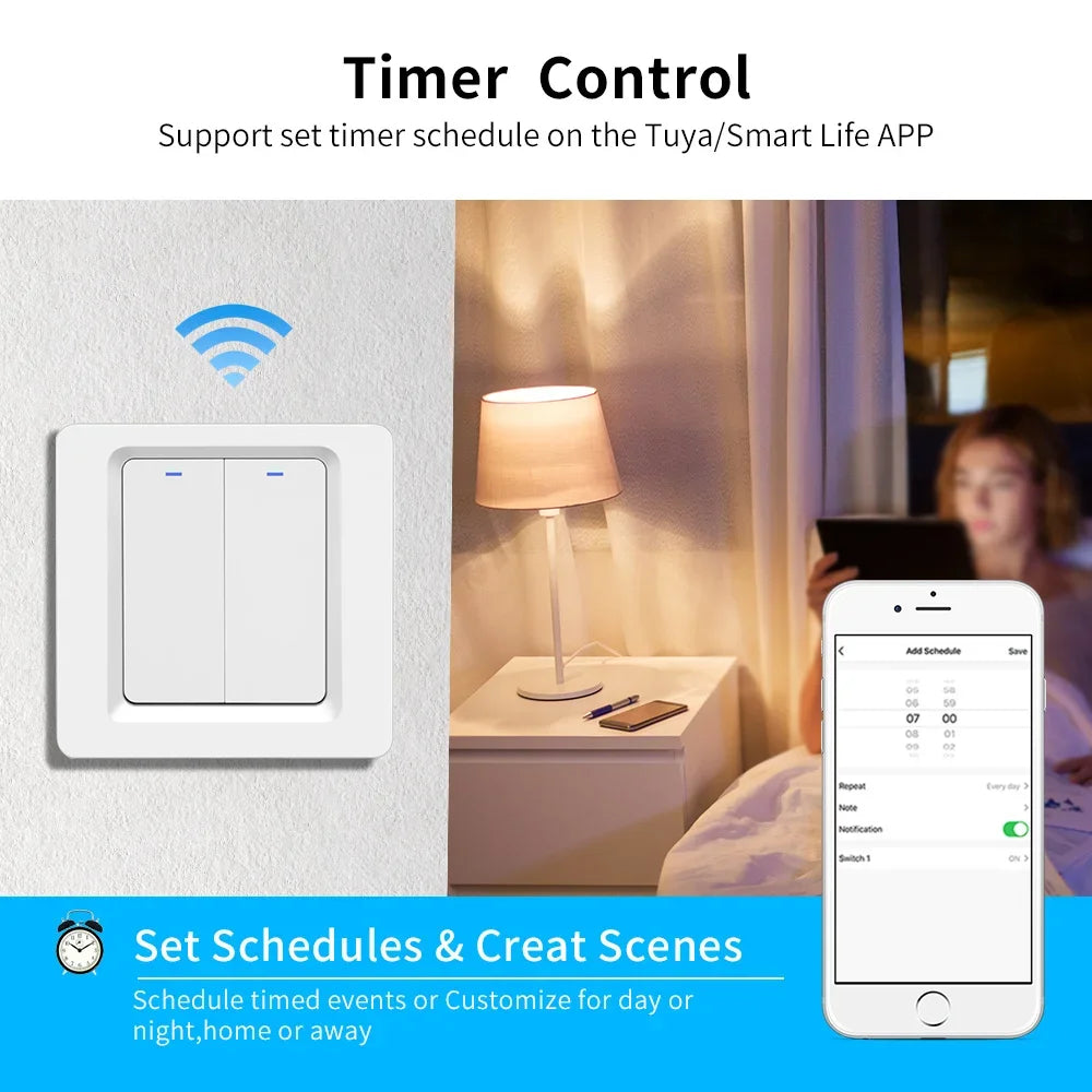 Smart Home  Homekit Smart WiFi Push Button Wall Switches 1/2/3Gang LED Room Lights for iphones Works with Siri Voice
