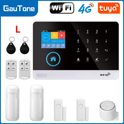 Smart Home GSM Alarm System 4G Wifi System for House Security Wireless with Door Sensor Work with Smart Life APP for Alexa