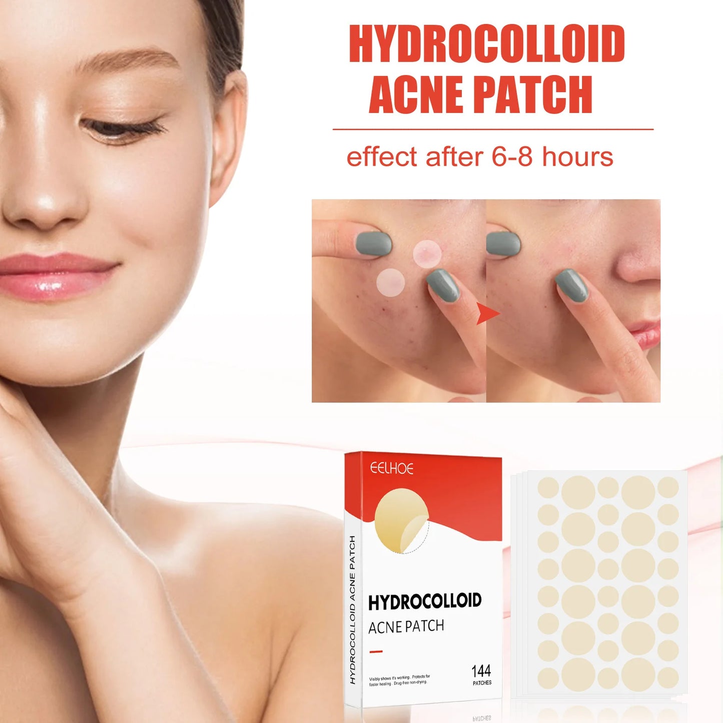 144pcs Face Acne Patch Invisible Skin Care Pimple Acne Patches Anti-inflammatory Healing Absorbing Spot Sticker Covering Acne