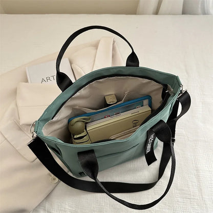 Homefish 2024 New Casual Tote Large Capacity ShoulderBag Nylon Waterproof Handbag Simple Fashion Messenger Bags for Schoolgirl