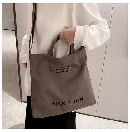 Japanese canvas men's and women's messenger bags, washed canvas thickened handbags, large-capacity trendy urban literature