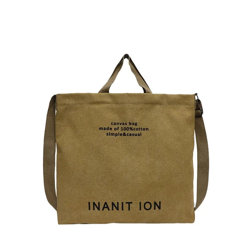 Japanese canvas men's and women's messenger bags, washed canvas thickened handbags, large-capacity trendy urban literature