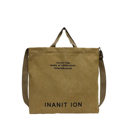 Japanese canvas men's and women's messenger bags, washed canvas thickened handbags, large-capacity trendy urban literature