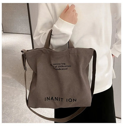 Japanese canvas men's and women's messenger bags, washed canvas thickened handbags, large-capacity trendy urban literature