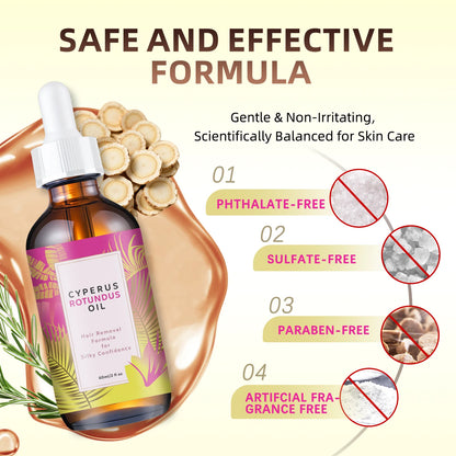 Natural Hair Growth Inhibitor Oil 60ml - Long-Lasting Reduction with Jojoba & Almond Oil for Smooth, Silky Skin, All Skin Types.