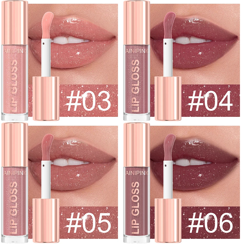 Glitter Lip Gloss Lipstick, Lip Tint Moisturizing Hydrating Long Lasting  Non-Stick Cup Waterproof Nude Lip Plumper High Pigment