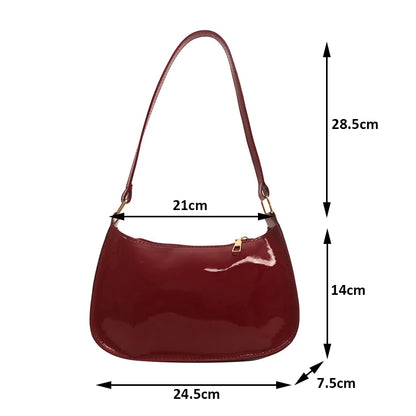 Retro Solid Color PU Leather Shoulder Underarm Bag Women's Fashion Handbags Casual Hobos Purses and Handbag Ladies Hand Bags