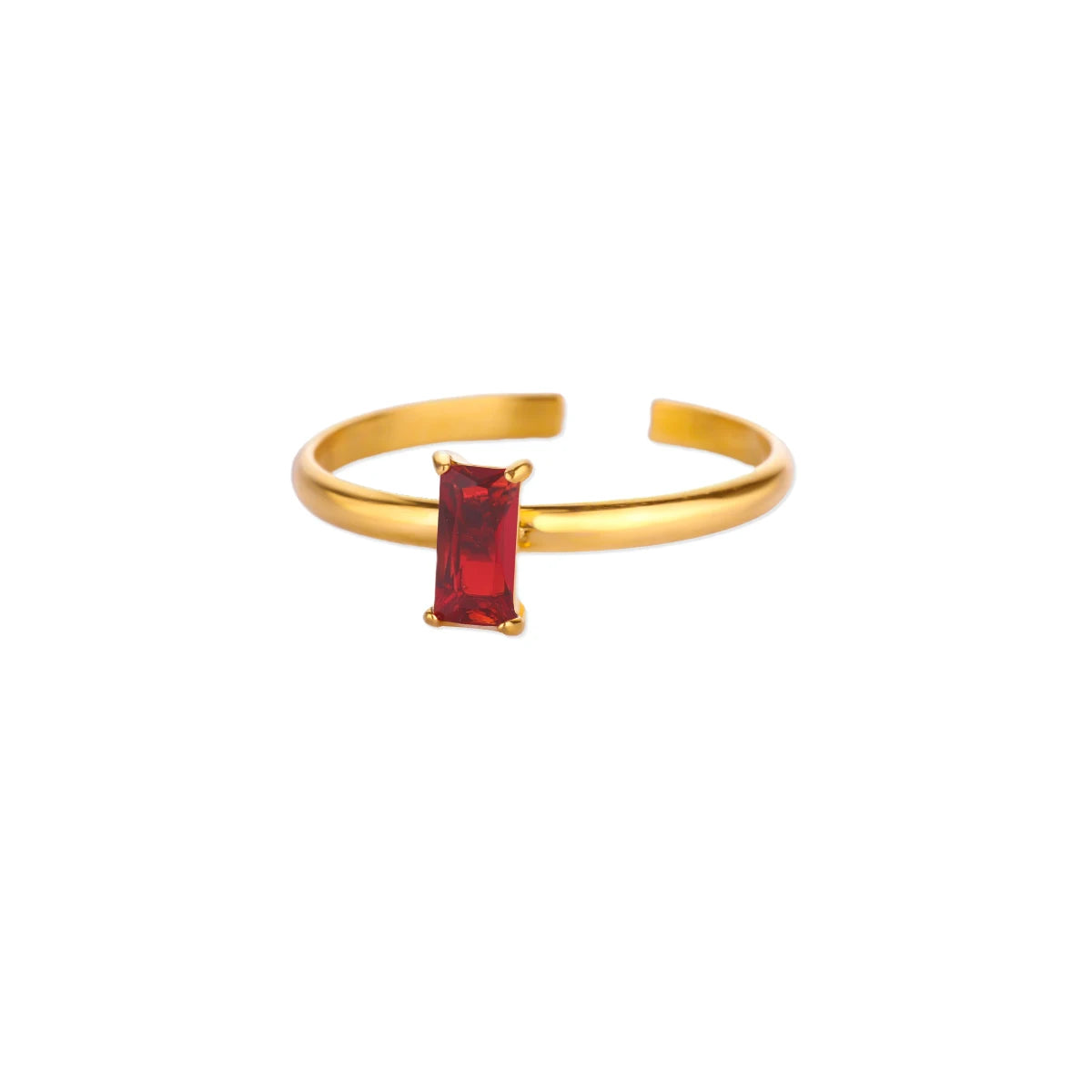 Stainless Steel Birthstone Rings For Women Gold Color Zircon Birthstone Opening Ring Minimalist Christmas Birthday Jewelry Gift