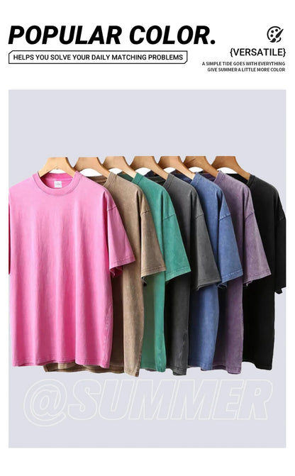 Fashion Womans Cotton Washed T-shirts The Devil's Moon Letter Prints Tops Casual O-Neck Oversize Tees Street Female Clothes
