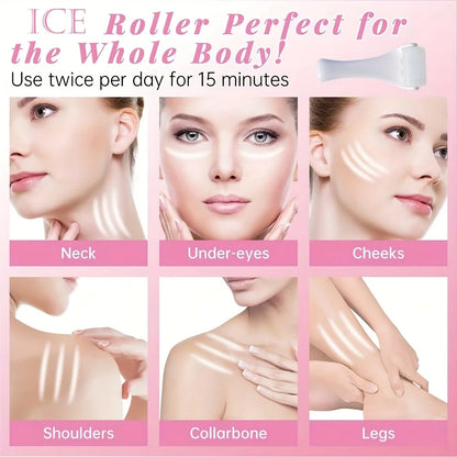Facial Care Gel Ice Roller Suitable for Face and Body, Cold Compress Warming to Lift Beige Decrease Dark Circles Reusable Clean