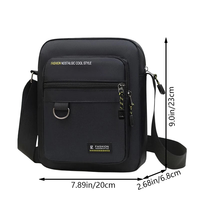 Durable Men's Crossbody Bag, Water Resistant Nylon Shoulder Purse with Multi-pocket Design for Daily Commute & Travel