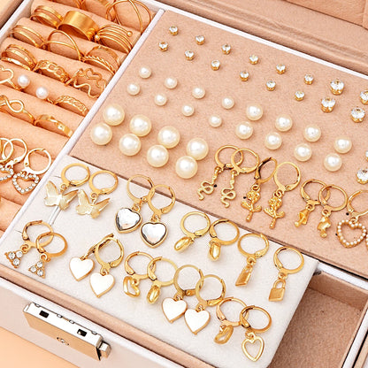 73 Pcs/Set Fashion Wide Face Earrings Necklaces Bracelets Ankles Rings Fashion Combinations Jewelry Sets For Women's Gifts NoBox