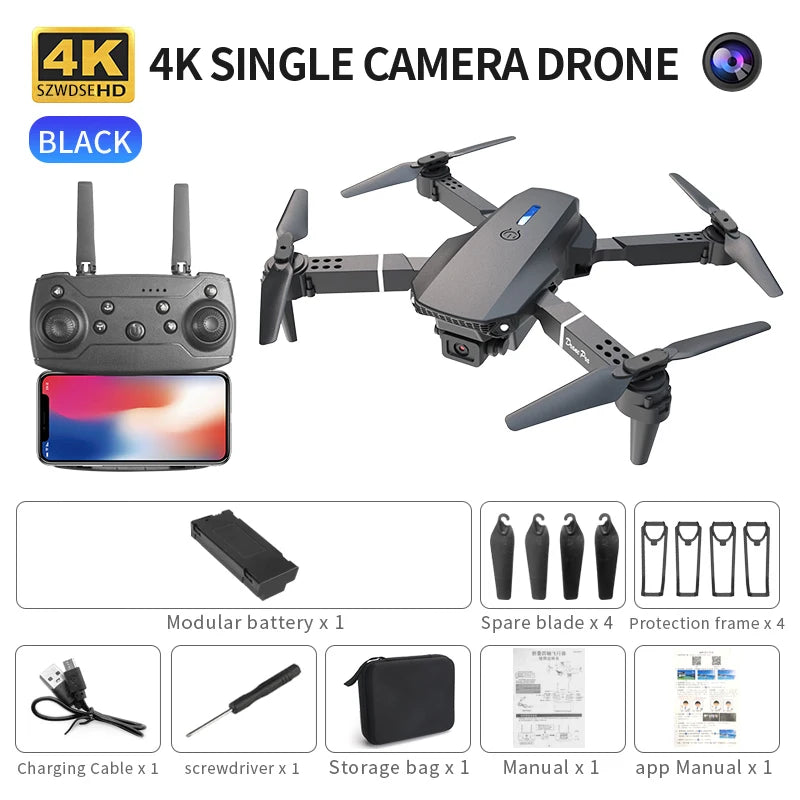 2026 RC Foldable Quadcopter Dron Helicopter Toys Gift E88 Pro WIFI FPV Drone Wide Angle Mini Drone with Height Hold