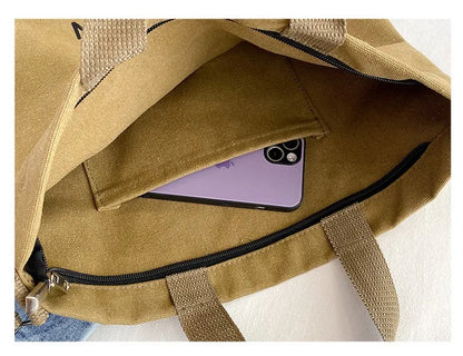 Japanese canvas men's and women's messenger bags, washed canvas thickened handbags, large-capacity trendy urban literature