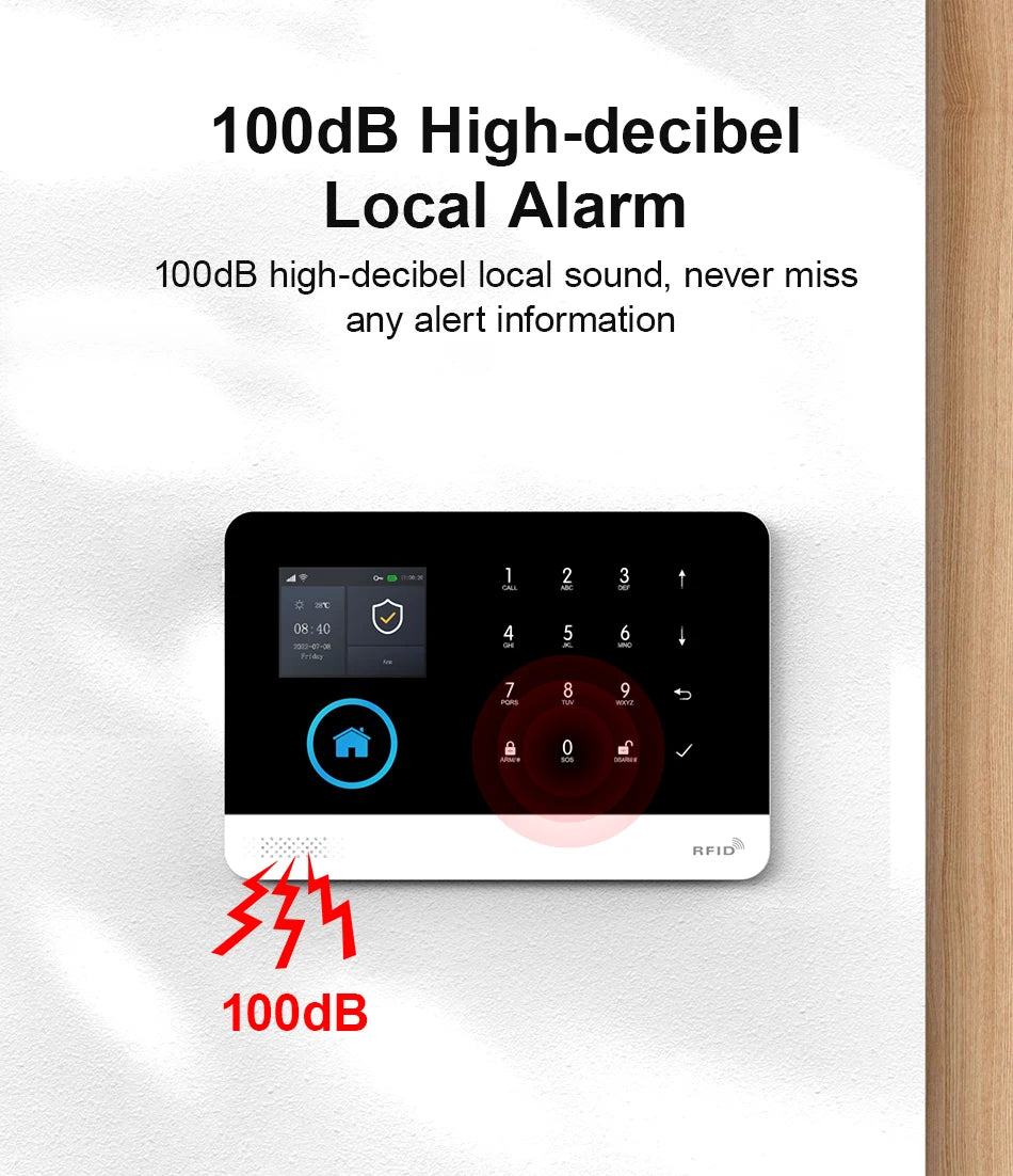 Smart Home GSM Alarm System 4G Wifi System for House Security Wireless with Door Sensor Work with Smart Life APP for Alexa