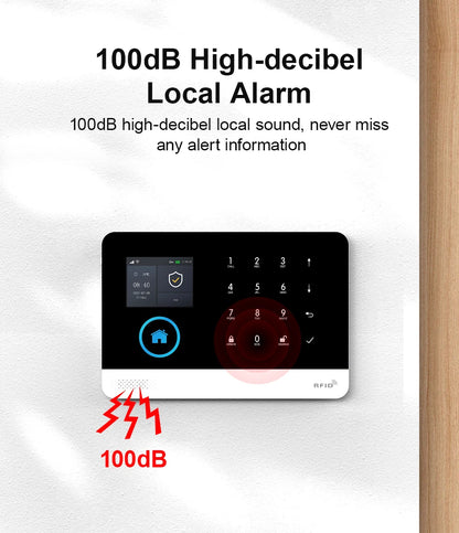 Smart Home GSM Alarm System 4G Wifi System for House Security Wireless with Door Sensor Work with Smart Life APP for Alexa