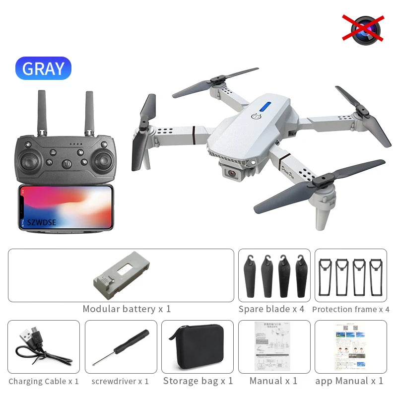 2026 RC Foldable Quadcopter Dron Helicopter Toys Gift E88 Pro WIFI FPV Drone Wide Angle Mini Drone with Height Hold