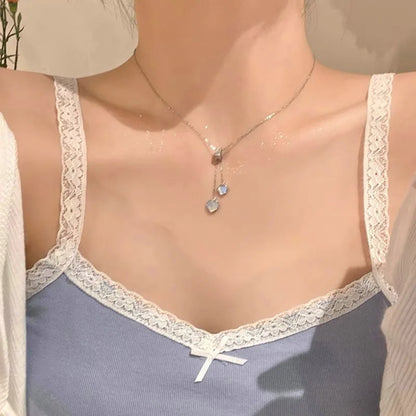 New Wine Red Cherry Gold Color Pendant Necklace For Women Personality Fashion Necklace Wedding Jewelry Birthday Gifts