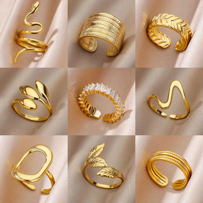 316L Stainless Steel Rings for Women Gold Color Never Fade Luxury Classic rings wedding couple rings Jewelry Free Shipping