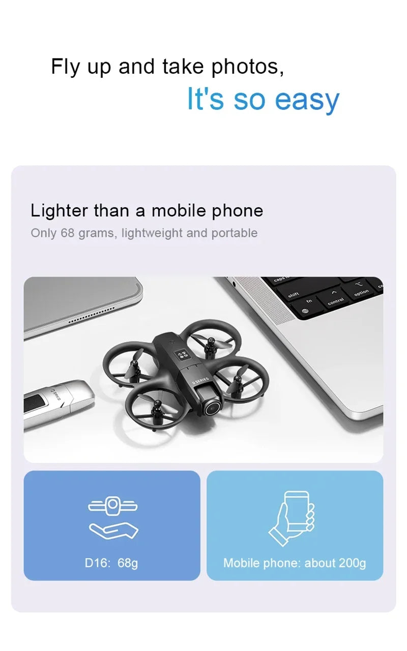 D16 Mini Drone 8K HD Dual Camera Profesional 180° Electric Adjustable GPS Positioning Obstacle avoidance Bushless UAV 2026 New