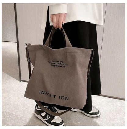 Japanese canvas men's and women's messenger bags, washed canvas thickened handbags, large-capacity trendy urban literature