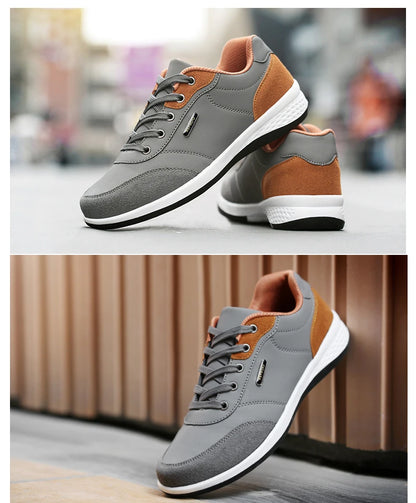 YRZL Men Shoes Spring Autumn Waterproof Walking Sneakers Leisure Male Leather Sports Shoes Non-Slip Footwear Tennis for Men