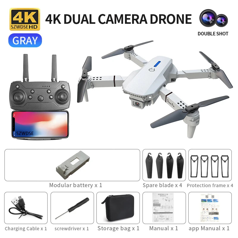 2026 RC Foldable Quadcopter Dron Helicopter Toys Gift E88 Pro WIFI FPV Drone Wide Angle Mini Drone with Height Hold