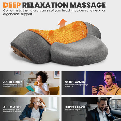 Electric Neck Massager Cervical Pillow Hot Compress Neck Stretch Heating Vibration Neck Shoulder Massage Pillow Back Traction