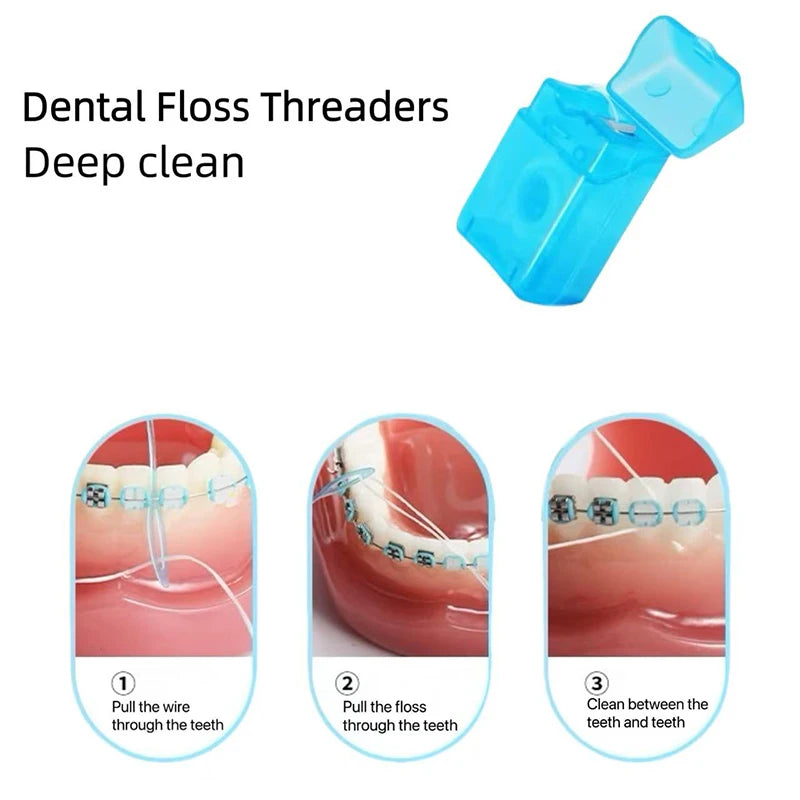 8pcs Orthodontic Oral Care Kit Dental Teeth Cleaning Whitening Tool Portable Travel Interdental Brush Mirror Floss Thread Suit