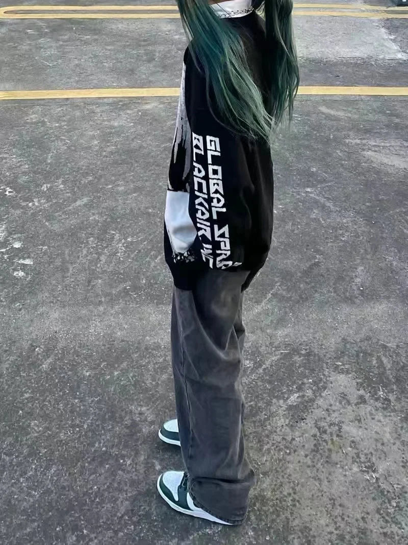 Y2K Women Hip Hop Streetwear Harajuku Sweater Vintage Japanese Style Anime Girl Knitted Soft Pullover Sweaters Female Clothes