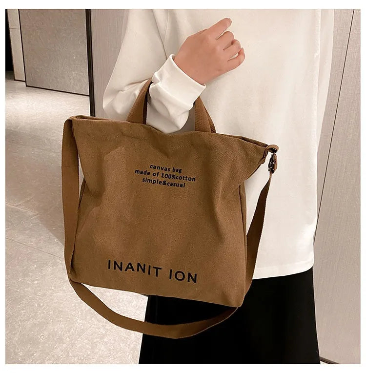 Japanese canvas men's and women's messenger bags, washed canvas thickened handbags, large-capacity trendy urban literature