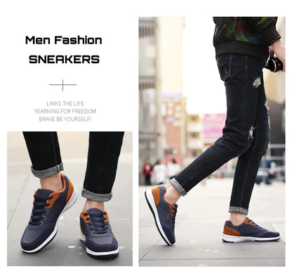 YRZL Men Shoes Spring Autumn Waterproof Walking Sneakers Leisure Male Leather Sports Shoes Non-Slip Footwear Tennis for Men