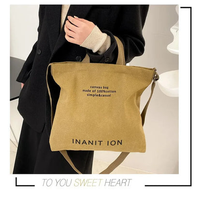 Japanese canvas men's and women's messenger bags, washed canvas thickened handbags, large-capacity trendy urban literature