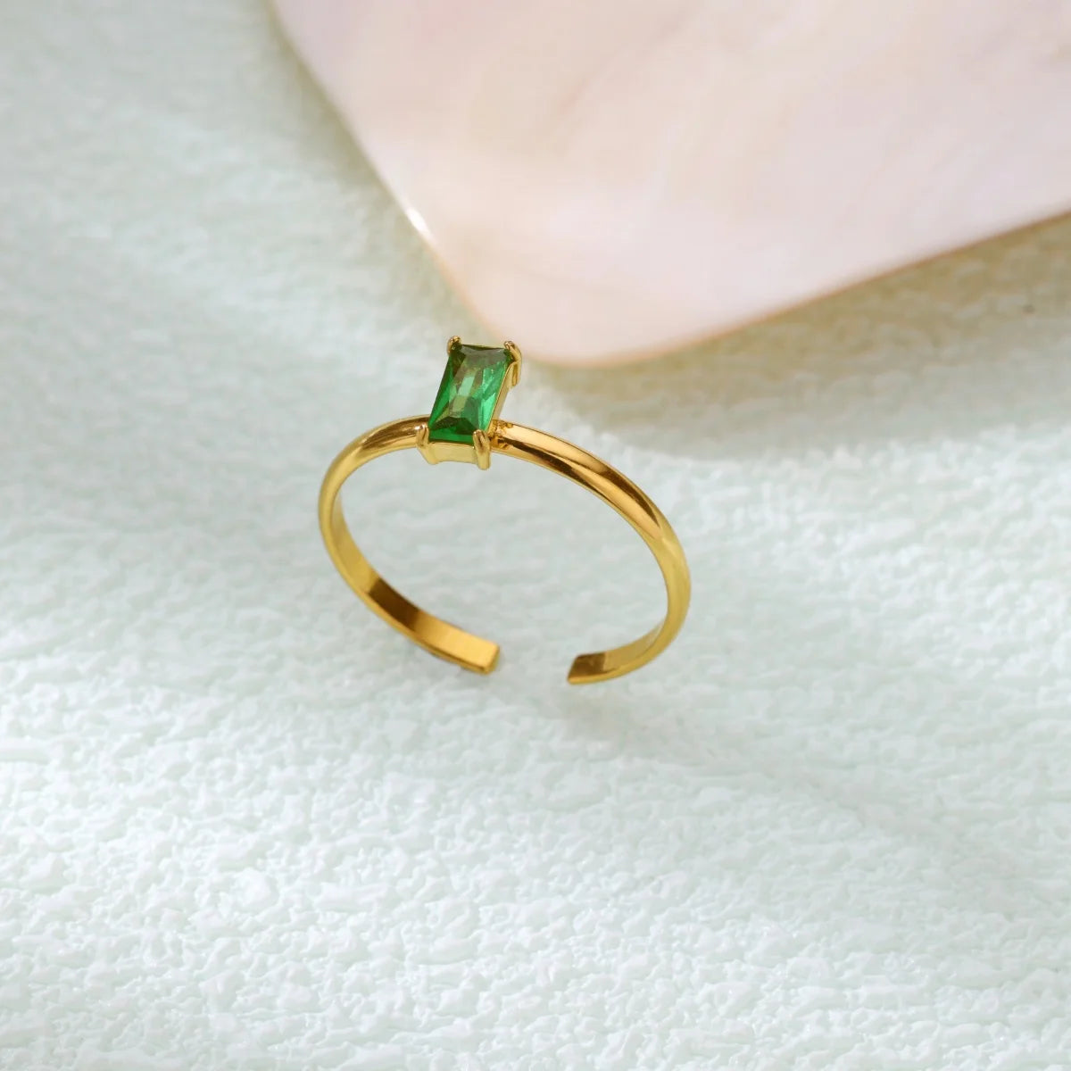 Stainless Steel Birthstone Rings For Women Gold Color Zircon Birthstone Opening Ring Minimalist Christmas Birthday Jewelry Gift