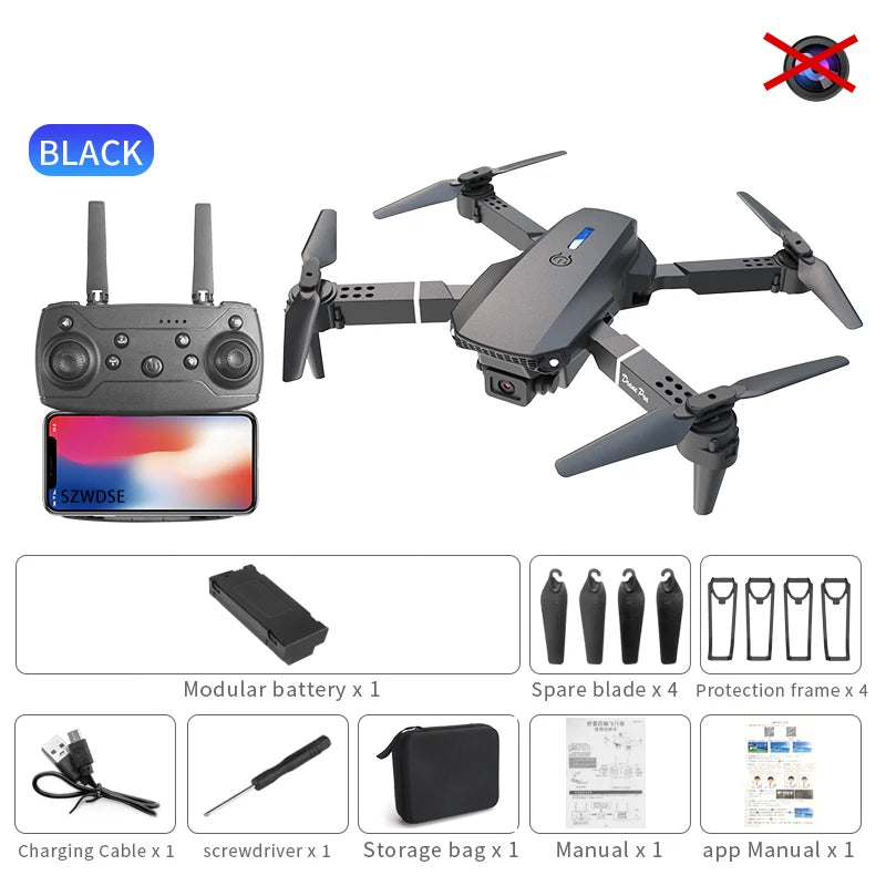 2026 RC Foldable Quadcopter Dron Helicopter Toys Gift E88 Pro WIFI FPV Drone Wide Angle Mini Drone with Height Hold