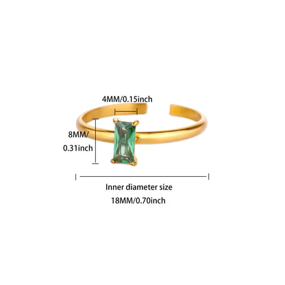 Stainless Steel Birthstone Rings For Women Gold Color Zircon Birthstone Opening Ring Minimalist Christmas Birthday Jewelry Gift