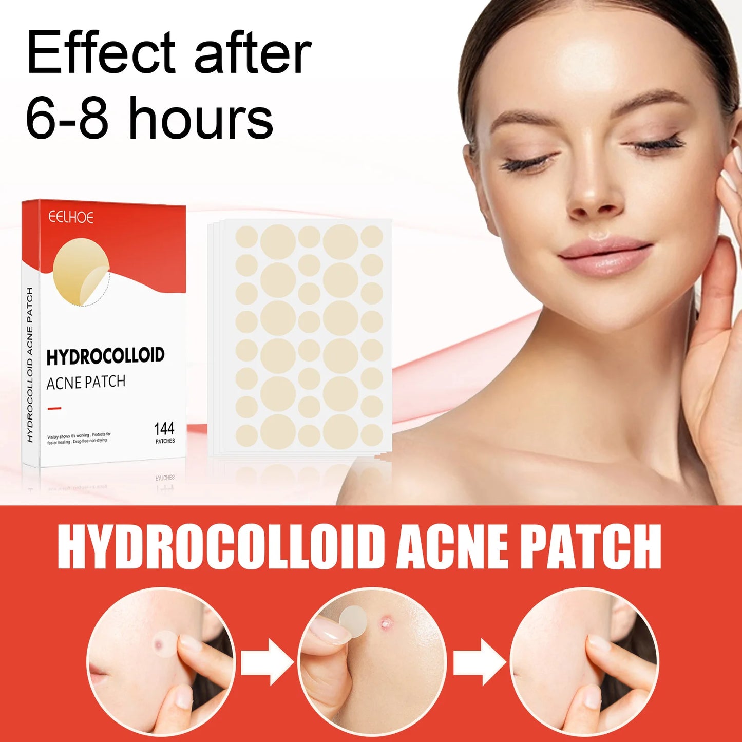 144pcs Face Acne Patch Invisible Skin Care Pimple Acne Patches Anti-inflammatory Healing Absorbing Spot Sticker Covering Acne