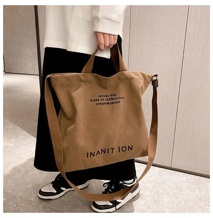 Japanese canvas men's and women's messenger bags, washed canvas thickened handbags, large-capacity trendy urban literature