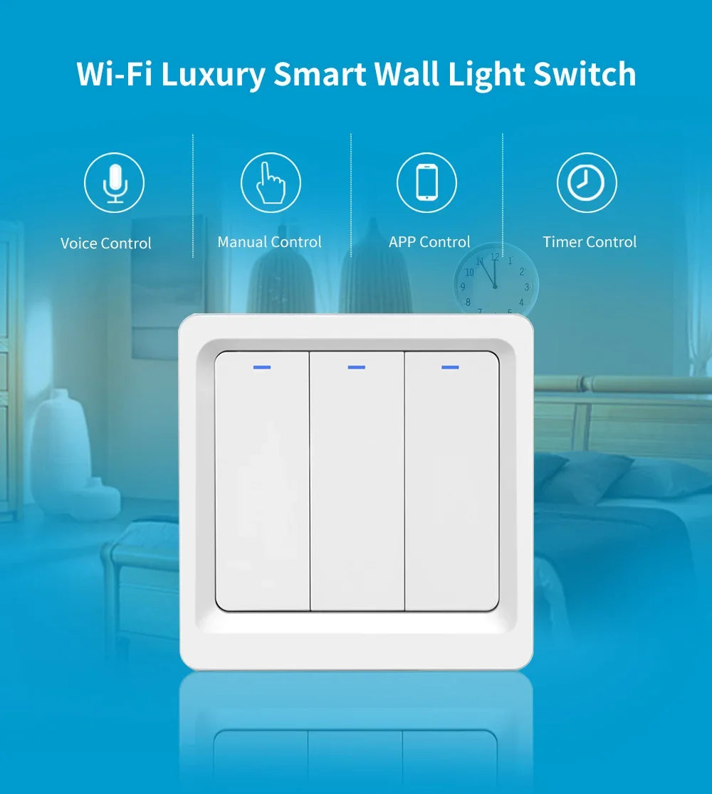 Smart Home  Homekit Smart WiFi Push Button Wall Switches 1/2/3Gang LED Room Lights for iphones Works with Siri Voice